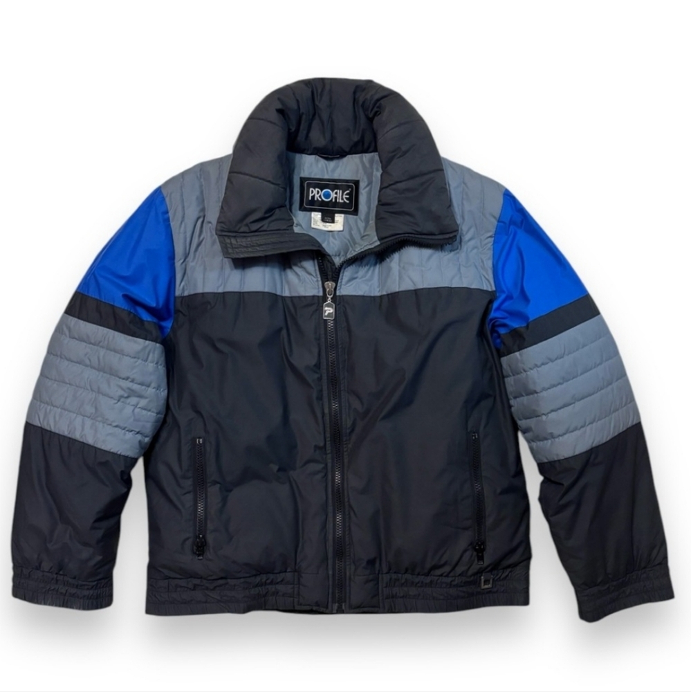 PROFILE Color Block Down Filled Puffer Ski Jacket VINTAGE